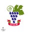 Stylized grape vine vector illustration. Winery symbol best for