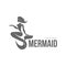 Stylized graphic logo template with long haired mermaid turned profile