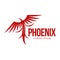 Stylized graphic phoenix bird resurrecting in flame logo template