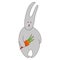 Stylized gray rabbit with carrot. Gray hare.