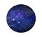 Stylized grunge galaxy or night sky with stars. Watercolor space background. Cosmos illustration in circle.