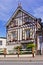 Stylized half-timbered house in Etretat