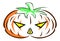 Stylized Halloween pumpkin, colors, isolated.