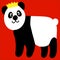 Stylized hand drawn Giant panda full body.Simple illustration with panda bear in crown for kids print or sticker.Image