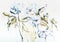 Stylized hand drawn watercolor Cichorium flowers in impressionis