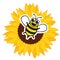 Stylized happy bee and sunflower