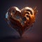 Stylized heart made of molten gold metal