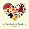 Stylized heart with symbols of Spain. Illustration for use in design