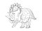 Stylized herbivore dinosaur coloring page on an isolated white background.