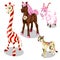 Stylized horse, cougar, goat, giraffe under sweets