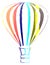 Stylized hot air balloon, colors, fantasy, isolated.