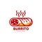 Stylized hot, freshly made Mexican burrito logo template