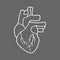 Stylized human heart anatomy line icon.