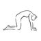 Stylized human in yoga cat pose, marjariasana . Vector illustration of lineart style. Yoga pose flat line icon, simple