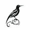 Stylized Hummingbird: Minimalist Blackbird With Decorative Pattern