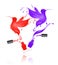 Stylized hummingbirds made with splashes of nail polish