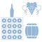 Stylized icon of a colored wine rack, bottles of wine, bunch of