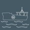 Stylized icon of the tanker of oil floating on waves