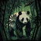 Stylized illustrated panda in a bamboo forest  (generative AI)