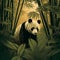 Stylized illustrated panda in a bamboo forest  (generative AI)