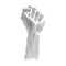 Stylized illustration of a raised fist on white background