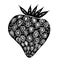 Stylized illustration of strawberry. In black color. Isolated on white background. Doodle.