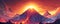 Stylized illustration of a volcanic eruption at sunset