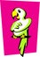 Stylized image of a cheerful green parrot