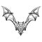 Stylized image doodle bat. Bat tribal tattoo