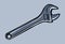 The stylized image of a monkey wrench. Plumbing tool. Adjustable wrench.
