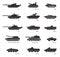 Stylized images of armored vehicles for military infographics