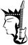 Stylized king face with guitar