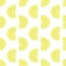 Stylized lemon slices seamless vector pattern. Contemporary fruit design in retro style. Yellow lemons on white background. Hand