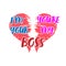 Stylized lettering I am your BOSS on a heart background, isolated on a white background for banners, posters, t-shirts