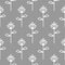 Stylized line flower gray seamless pattern.