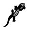 Stylized lizard. Black white reptile illustration. Vector logo lizards. Tattoo.