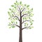 Stylized lone tree with fresh young leaves