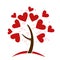 Stylized love tree made of hearts