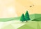 Stylized Low Poly Landscape with Conifer Trees