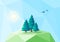 Stylized Low Poly Landscape with Conifer Trees