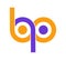 Stylized lowercase letters B and P are linked by a single line for a logo, monogram, or monogram