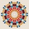 Stylized Mandala Print. Oriental Round Symmetrical