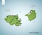 Stylized map of Antigua and Barbuda. Isometric 3D