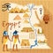 Stylized Map of Egypt with different cultural objects and landmarks