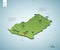 Stylized map of Ghana. Isometric 3D