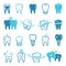 Stylized monochrome pictures of teeth. Dental concept illustrations for logos