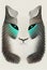 Stylized muzzle of a fluffy cat graphic illustration. Digital illustration based on render by neural network