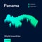 Stylized neon simple digital isometric striped vector Panama map, with 3d effect.
