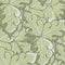 Stylized oak leaf vector seamless pattern background. Pastel sage green overlapping hand drawn leaves in arts and crafts