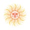 Stylized orange symbol of the sun with face